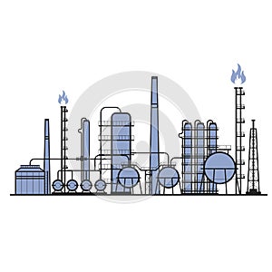 Petrochemical factory - manufacturing plant silhouette, chemical