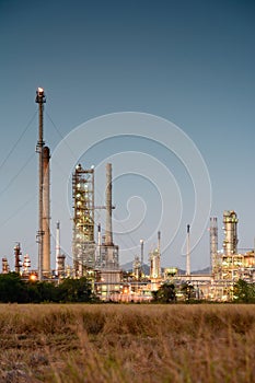 Petrochemical Industrial factory at twilight time