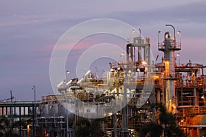 Petrochemical industry on sunset.