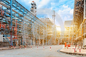 Petrochemical oil refinery, Refinery oil and gas industry, The equipment of oil refining, Close-up of Pipelines and petrochemical photo