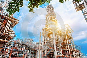 Petrochemical oil refinery, Refinery oil and gas industry, The equipment of oil refining, Close-up of Pipelines and petrochemical