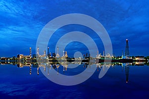 Petrochemical oil refinery and sea in industrial engineering concept in Bangna district, Bangkok, Thailand. Oil and gas tanks