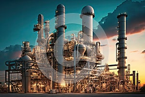 petrochemical plant for chemical processing of petroleum products at refinery complex