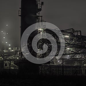 Petrochemical plant detail at night