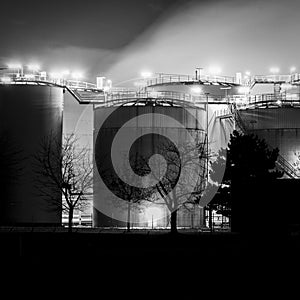 Petrochemical plant detail at night
