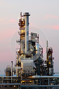 Petrochemical plant in night