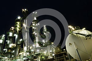 Petrochemical plant at night