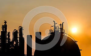 Petrochemical plant in silhouette