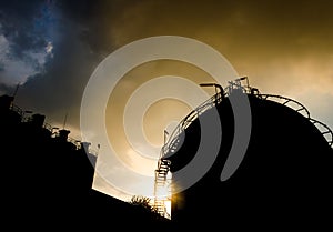 Petrochemical plant in silhouette