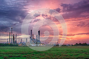 Petrochemical plant in silhouette image