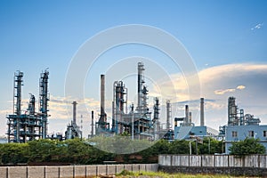 Petrochemical plant skyline at dusk