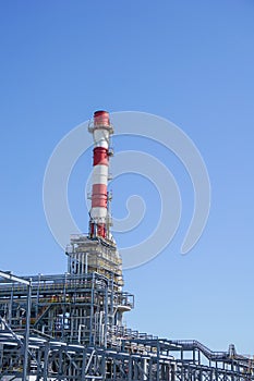 Petrochemistry. Chimney. Complex for the processing of hydrocarbons at an oil refinery