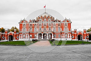 Petroff palace with spacious front ceremonial courtyard, Moscow, Russia.