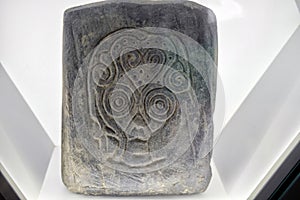 Petroglyph mask found in the Khabarovsk Territory in the Far East, Russia