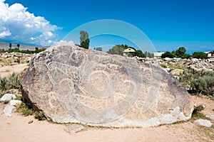 Petroglyph Open Air Museum. a famous historic site in Cholpon-Ata, Kyrgyzstan