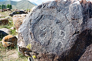 Petroglyph Open Air Museum. a famous historic site in Cholpon-Ata, Kyrgyzstan