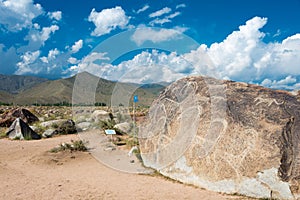 Petroglyph Open Air Museum. a famous historic site in Cholpon-Ata, Kyrgyzstan