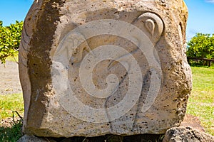 Petroglyph at Rano Kau Volcano on Easter Island or Rapa Nui