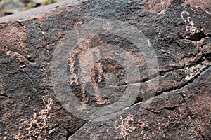 Petroglyphs are ancient rock drawings at Irish Canyon in Colorado