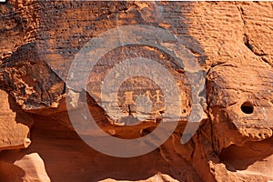 Petroglyphs Carved into Desert Varnish in Valley of Fire State Park