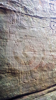 Petroglyphs carved into rocks at Gosford Australia