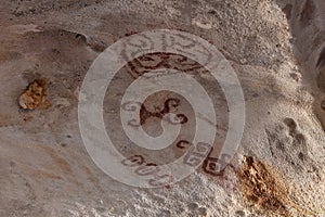 Petroglyphs, ceiling of Fontein cave, Aruba. photo