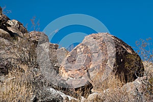 Petroglyphs in the Grapevine Canyon in southern Nevada