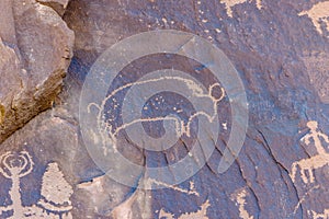 Petroglyphs at Newspaper Rock State Historical Monument in Utah