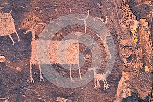 Petroglyphs Rock Paintings St George Utah on Land Hill from Ancestral Puebloan and Southern Paiute Native Americans thousands of y