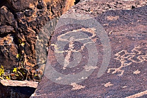 Petroglyphs Rock Paintings St George Utah on Land Hill from Ancestral Puebloan and Southern Paiute Native Americans thousands of y