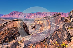 Petroglyphs Rock Paintings St George Utah on Land Hill from Ancestral Puebloan and Southern Paiute Native Americans thousands of y