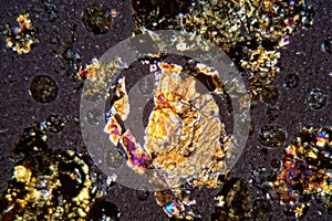 Petrographic thin section of the meteorite NWA 6870 under the microscope