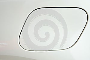 Petrol cap cover on a modern white car