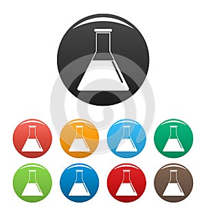 Petrol flask icons set color