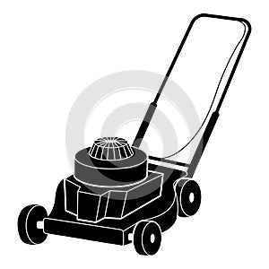 Petrol lawn mower icon, simple style