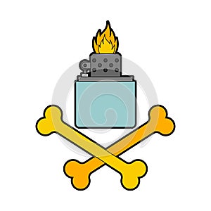 Petrol lighter and crossbones. Pyro symbol. vector illustration photo