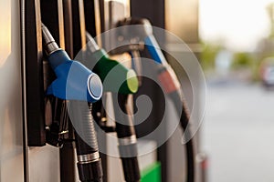 Petrol nozzles on filling station