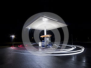 Petrol station at night