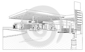 Petrol Station outline View