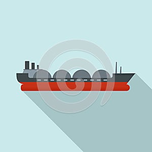 Petrol tanker ship icon, flat style