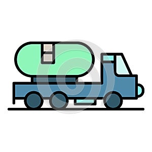 Petrol truck icon color outline vector
