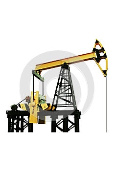 Petroleum concept. Oil pump rig. Oil and gas production. Oilfield site. Pump Jack isolated on a white background