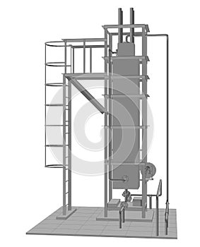 Petroleum gas installation. Tracing illustration of 3d.