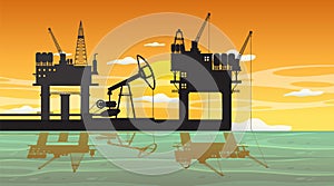 Petroleum industry concept with offshore oil platform