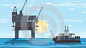 Petroleum industry concept with offshore oil platform