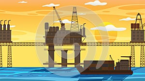 Petroleum industry concept with offshore oil platform