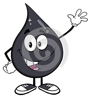 Petroleum Or Oil Drop Cartoon Character Waving