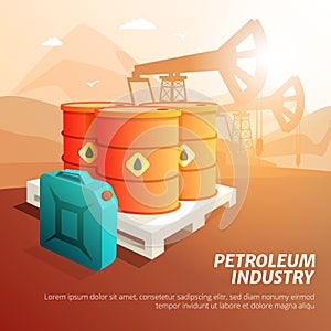 Petroleum Oil Industry Facilities Isometric Poster