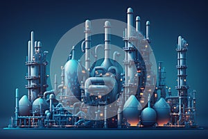 Petroleum oil refinery complex created with generative AI technology