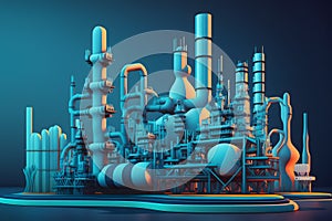 Petroleum oil refinery complex created with generative AI technology